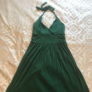 Green knee length halter dress